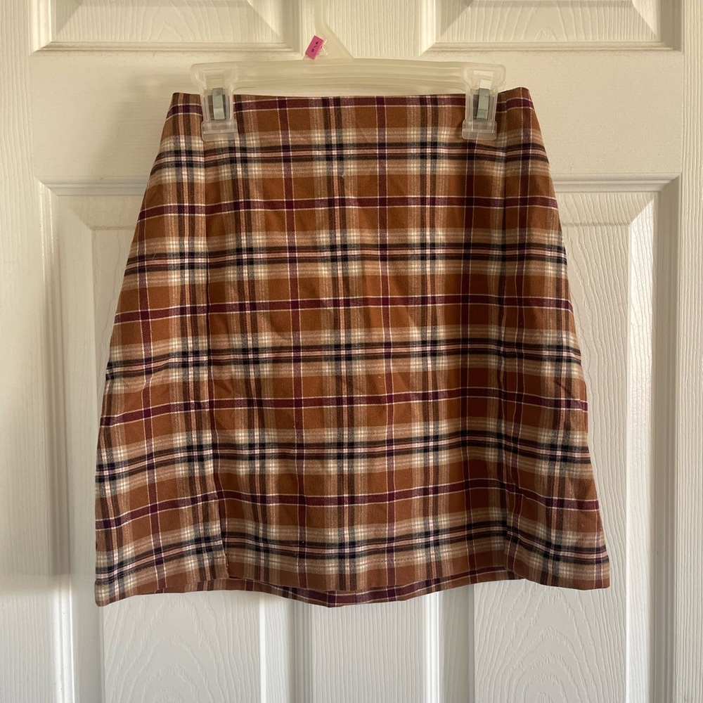 PacSun Brown Plaid Mini Skirt